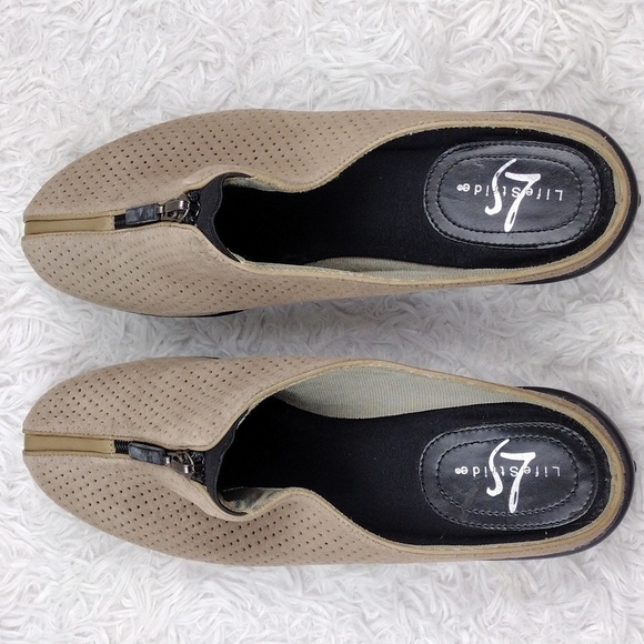 Life Stride Dusty Tan Suede Leather Upper Almond Toe Low Heel Slip On Mule Shoe - Picture 6 of 16